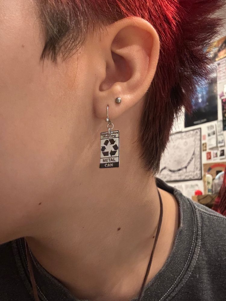 Recycle This Can earrings